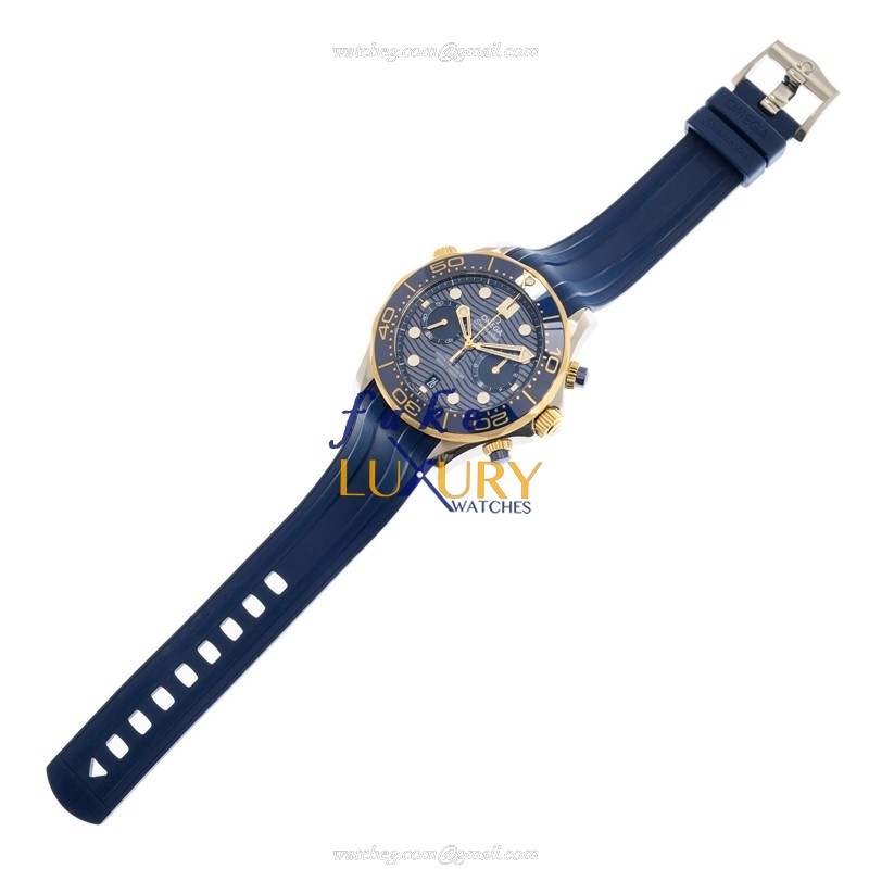 Omega Seamaster 210.22.44.51.03.001 Replica Watch, Automatic, Blue Dial, 18kt Gold & Steel Case - Image 2