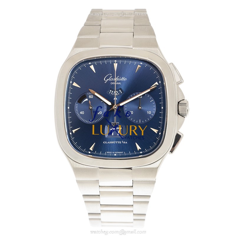 Glashutte 1-37-02-03-02-70 Retro Collection Automatic Blue Dial Stainless Steel Replica Watch - Image 2