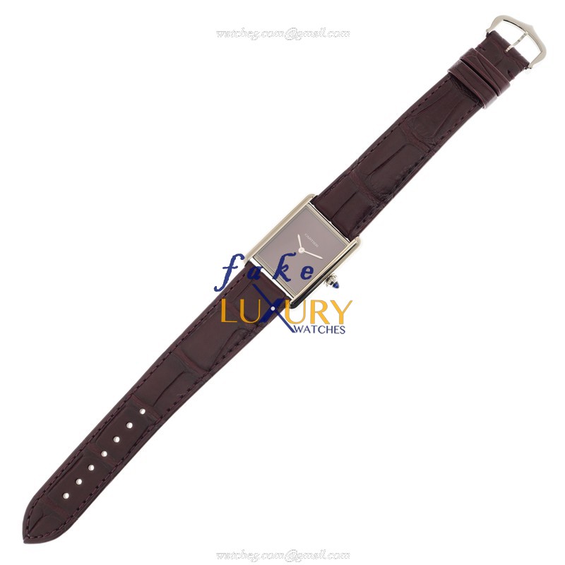 Cartier WSTA0054 Replica Watch, Quartz, Red Dial, Steel Case, 25.5mm, Alligator Strap - Image 2