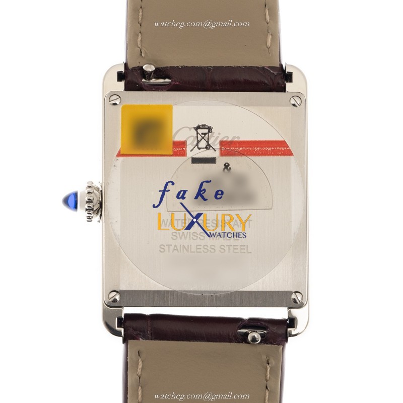 Cartier WSTA0054 Replica Watch, Quartz, Red Dial, Steel Case, 25.5mm, Alligator Strap - Image 3