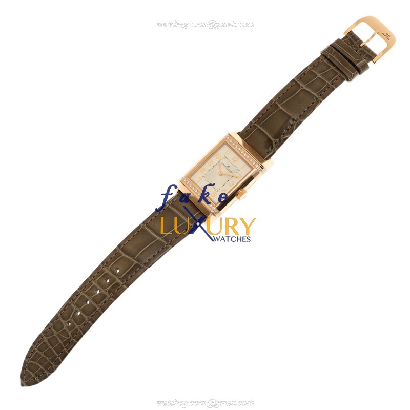 Jaeger-Lecoultre Q2572570 REVERSO Auto 18kt Rose Gold Diamond Case | White Dial Brown Leather Strap - Image 2