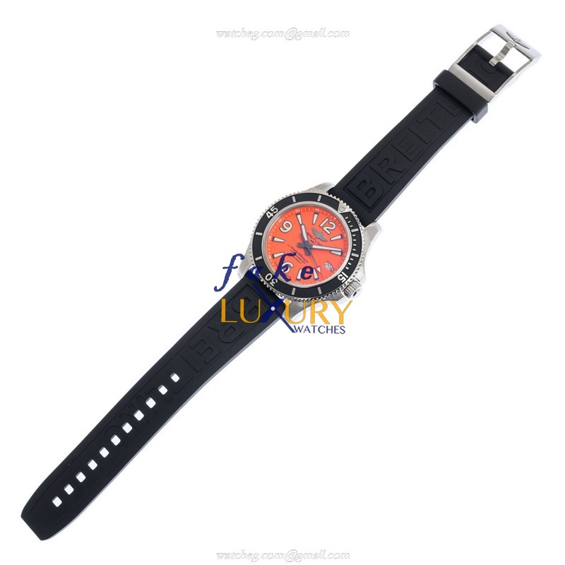 Breitling A17366D7101S1 Superocean 42 Replica Watch, Automatic, Orange Dial, Steel Case, Black - Image 2