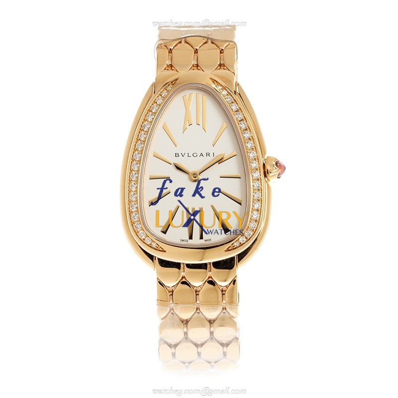 Bulgari 103146 Serpenti Seduttori Quartz 18kt Rose Gold with Diamonds Gold Dial Replica Watch - Image 2