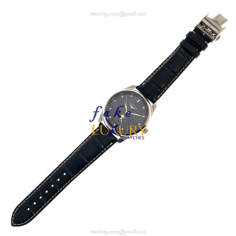 Longines Master L2.919.4.97.0 Replica Watch, Automatic, Blue Dial, Steel Case, Alligator Strap - Image 2
