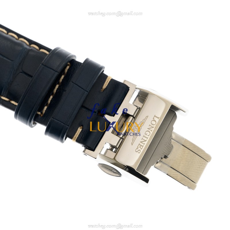 Longines Master L2.919.4.97.0 Replica Watch, Automatic, Blue Dial, Steel Case, Alligator Strap - Image 4