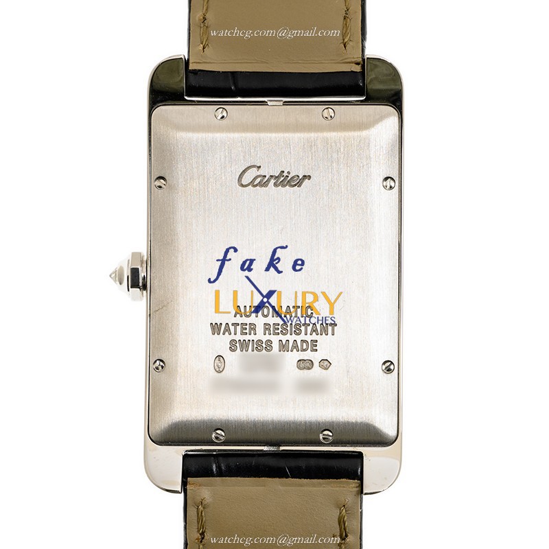 Cartier WB710004 TANK Automatic 18kt White Gold Diamond Beige Dial Black Alligator Strap Replica - Image 3