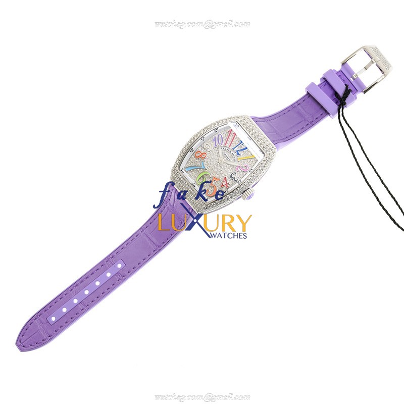 Franck Muller V32QZD CD COL DRM AC.VL Vanguard Quartz 18kt White Gold Diamond Replica Watch - Image 2