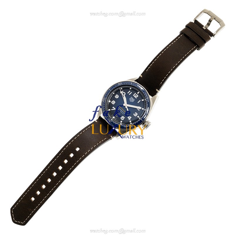 Tag Heuer WBE5116.FC8266 Autavia Replica Watch, Automatic, Blue Dial, Steel Case, Brown Strap - Image 2