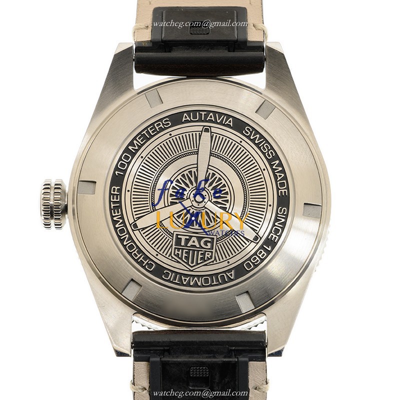 Tag Heuer WBE5116.FC8266 Autavia Replica Watch, Automatic, Blue Dial, Steel Case, Brown Strap - Image 3