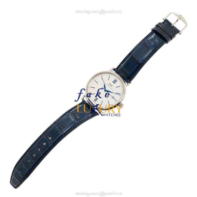 IWC IW356527 Portofino Replica Watch, Automatic, Silver Dial, Steel Case, Blue Leather Strap - Image 2