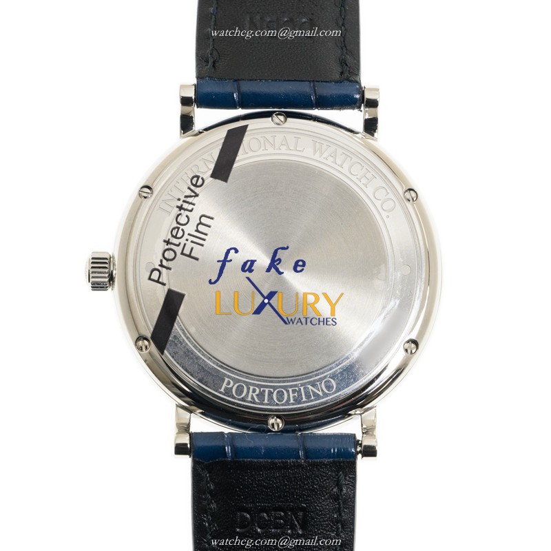 IWC IW356527 Portofino Replica Watch, Automatic, Silver Dial, Steel Case, Blue Leather Strap - Image 3