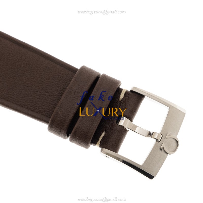 Omega Seamaster 234.32.41.21.01.001 Replica Watch, Black Dial, Steel Case, Brown Leather Strap - Image 4