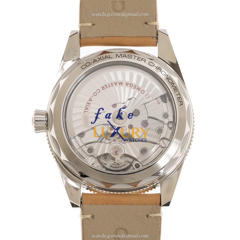 Omega 234.32.41.21.03.001 SEAMASTER Automatic Blue Dial Beige Cowhide Replica Watch - Image 3