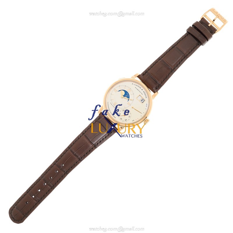 A Lange & Sohne 139.032 LANGE 1 Replica Watch, Manual Wind, 18kt Rose Gold, Silver Dial - Image 2