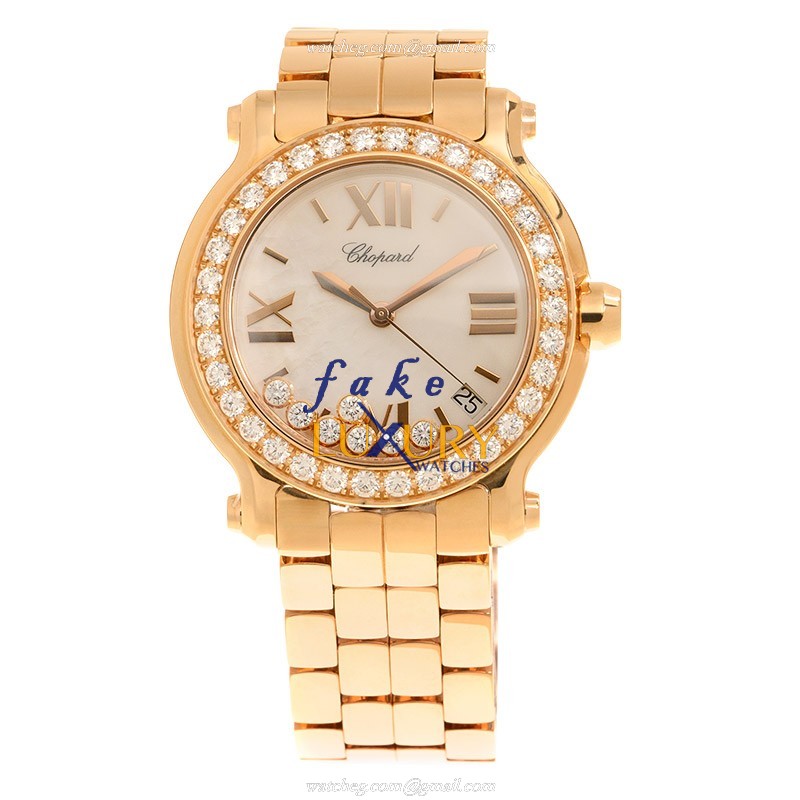 Chopard 277481-5002 Happy Sport Replica Watch, Quartz Movement, 18kt Rose Gold Case, White Mother - Image 2