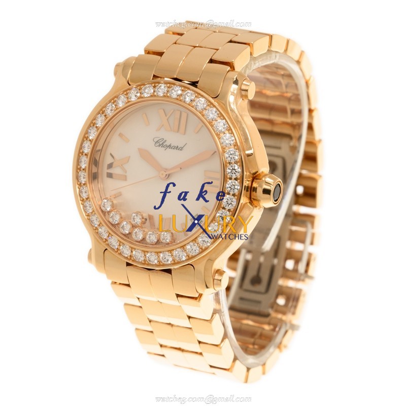 Chopard 277481-5002 Happy Sport Replica Watch, Quartz Movement, 18kt Rose Gold Case, White Mother - Image 3