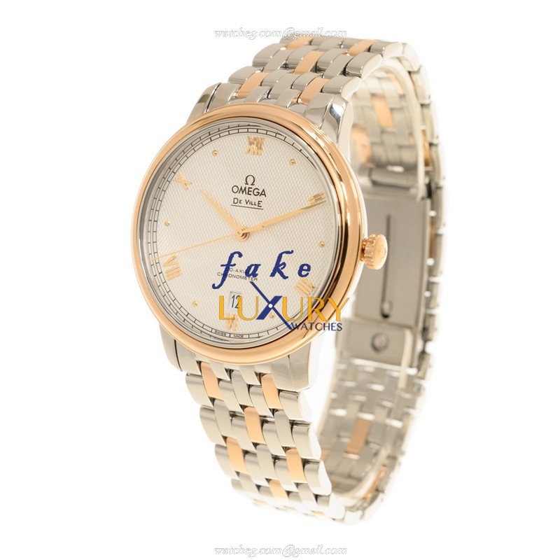 Omega De Ville Replica Watch 424.20.40.20.02.004, Automatic Gray Dial 18kt Rose Gold & Steel - Image 3