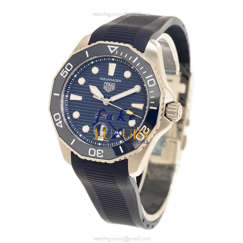 Tag Heuer WBP201B.FT6198 Aquaracer Replica Watch, Automatic, Blue Dial, Steel Case, Rubber Strap - Image 3