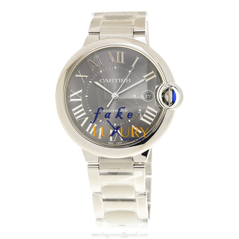 Cartier WSBB0060 BALLON BLEU Auto Stainless Steel Replica Watch - Dark Grey Dial, Silver Strap - Image 2