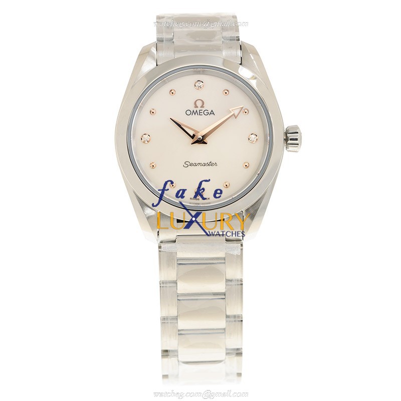 Omega 220.10.28.60.54.001 SEAMASTER Quartz Stainless Steel Replica Watch, White Dial, Silver Strap - Image 2