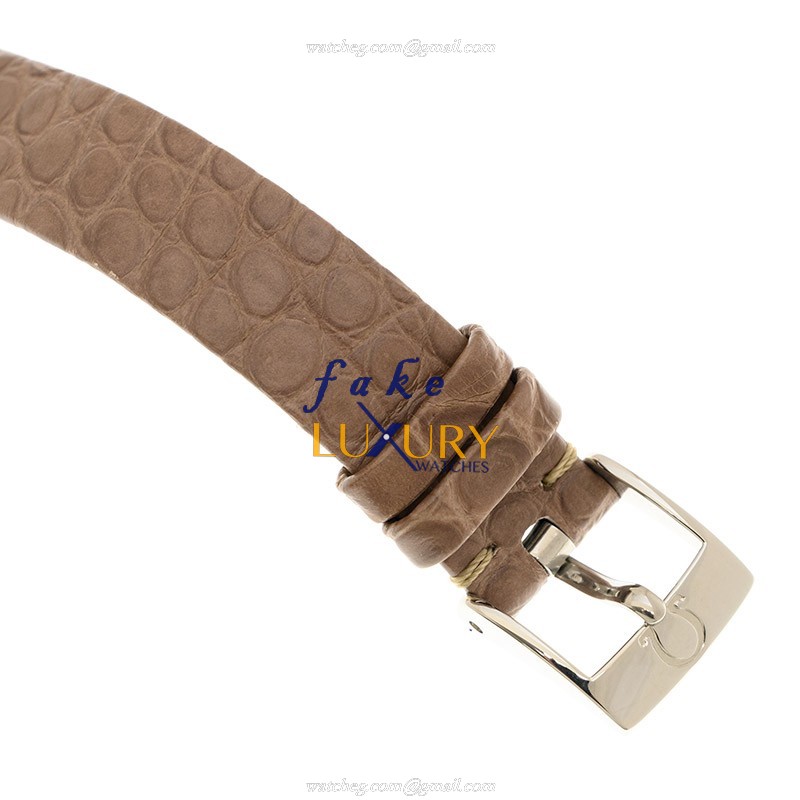 Omega 424.13.27.60.52.001 DE VILLE Quartz Stainless Steel Replica Watch, Silver Dial, Leather Strap - Image 4