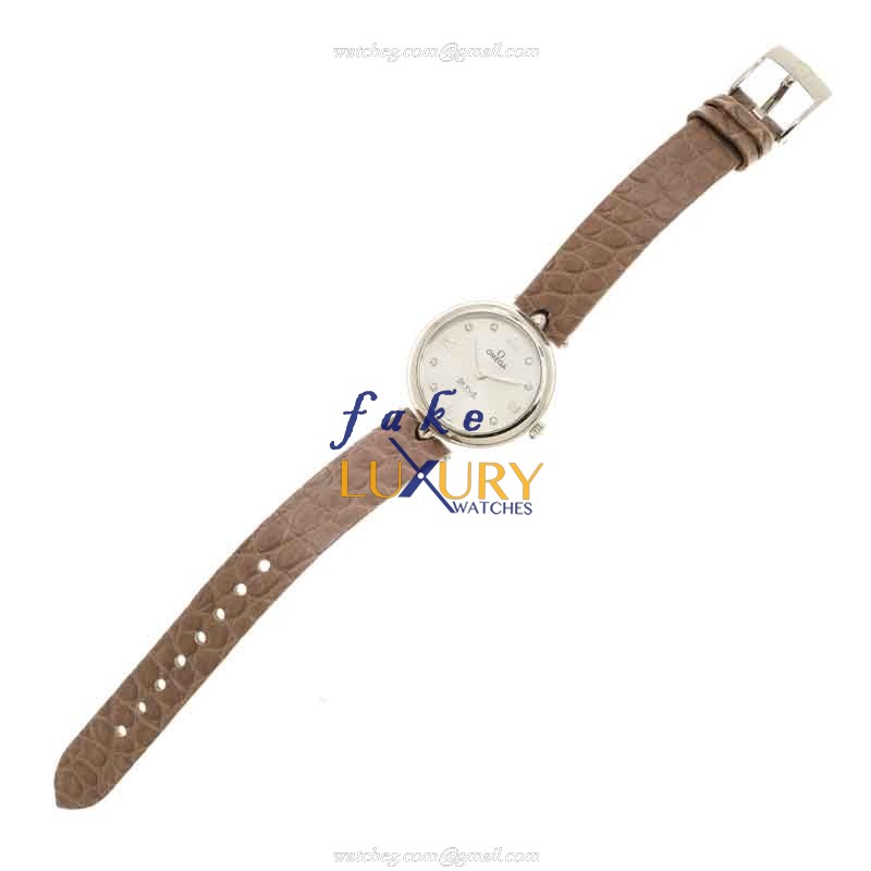 Omega 424.13.27.60.52.001 DE VILLE Quartz Stainless Steel Replica Watch, Silver Dial, Leather Strap - Image 2