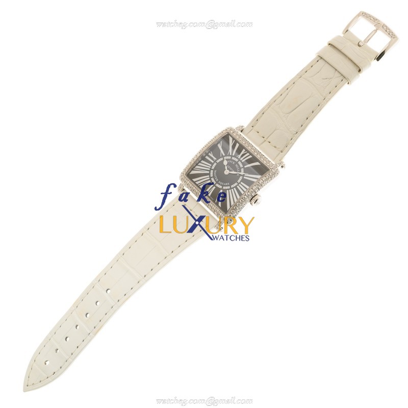 Franck Muller 6002 L QZ D OG Quartz 18kt White Gold & Diamond Replica Watch, 29.4mm Case, Alligator - Image 2