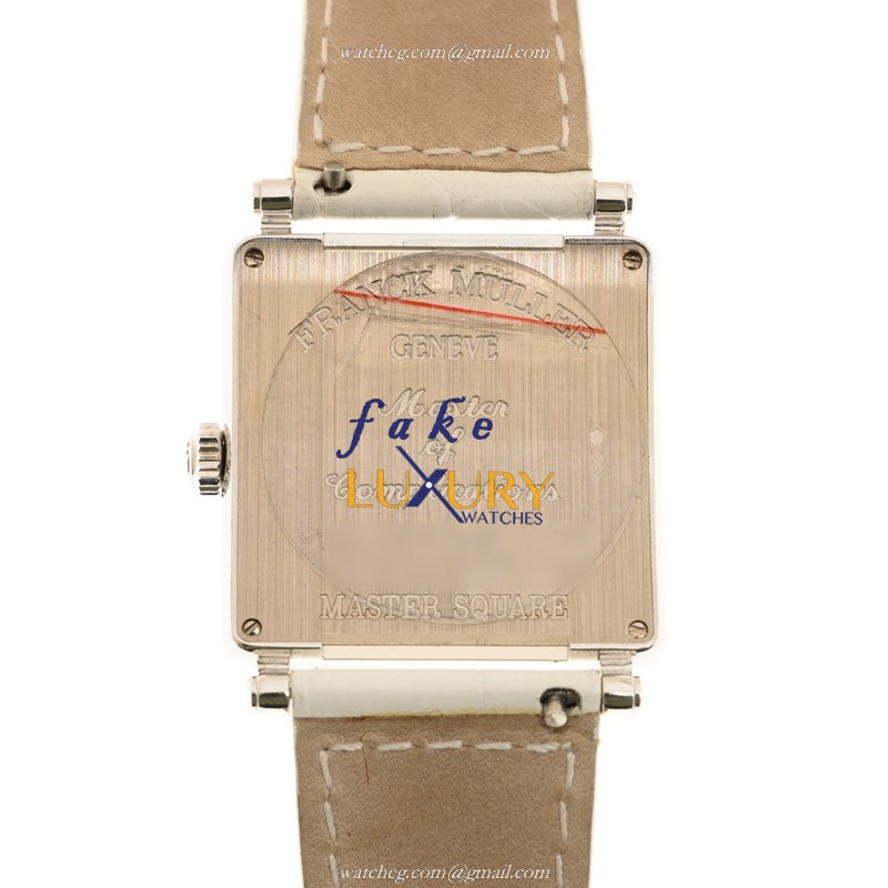 Franck Muller 6002 L QZ D OG Quartz 18kt White Gold & Diamond Replica Watch, 29.4mm Case, Alligator - Image 3