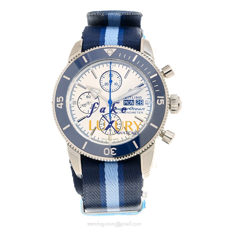Breitling A133131A1G1W1 Superocean Heritage Automatic Gray Dial Blue Canvas Replica Watch - Image 2