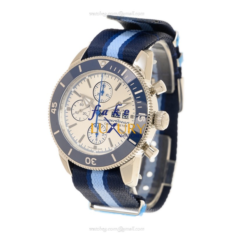 Breitling A133131A1G1W1 Superocean Heritage Automatic Gray Dial Blue Canvas Replica Watch - Image 3