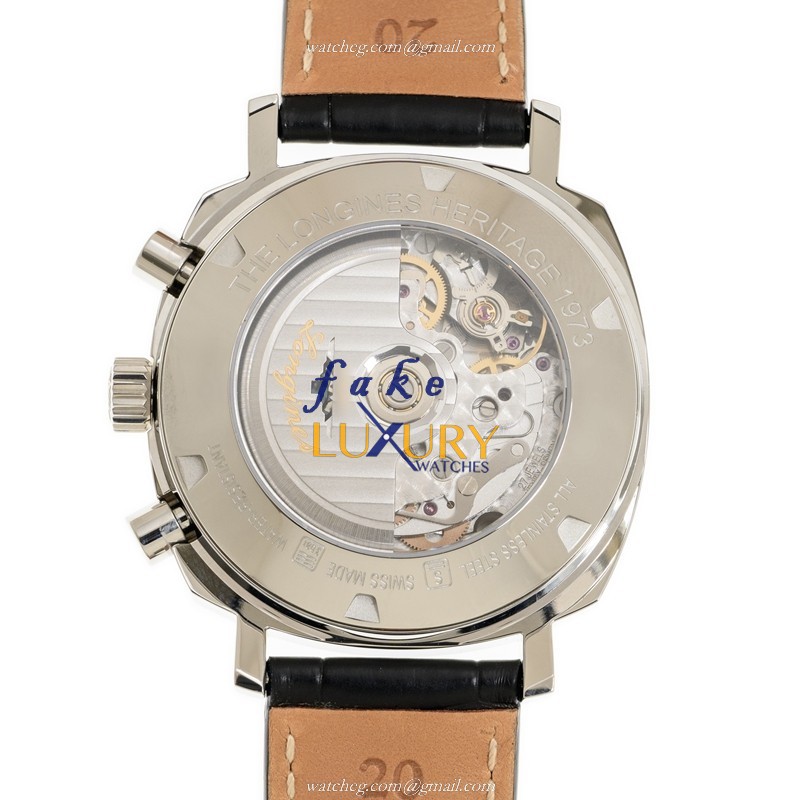 Longines L2.791.4.72.0 Heritage Automatic Stainless Steel White Dial Black Alligator Strap Replica - Image 3