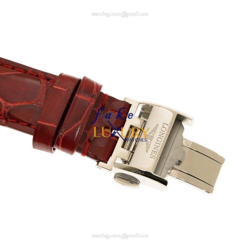 Longines L2.409.4.87.2 MASTER Automatic Steel Case Replica Watch, White Dial, Red Alligator Strap - Image 4