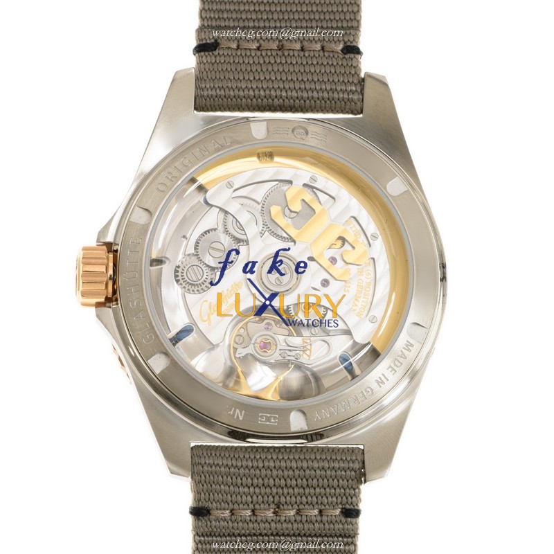 Glashutte Senator Panorama Date 1-36-13-04-91-34 Automatic Gray Dial 18kt Rose Gold Steel Replica - Image 3