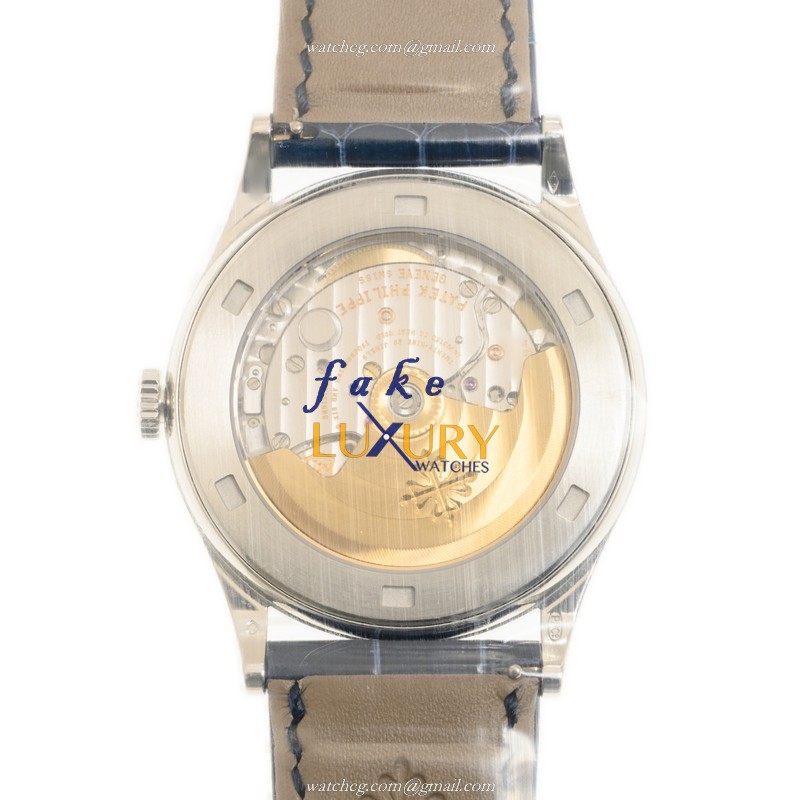 Patek Philippe 5298P-014 Calatrava Replica Watch, Blue Dial, Platinum & Diamonds Case, Automatic - Image 3