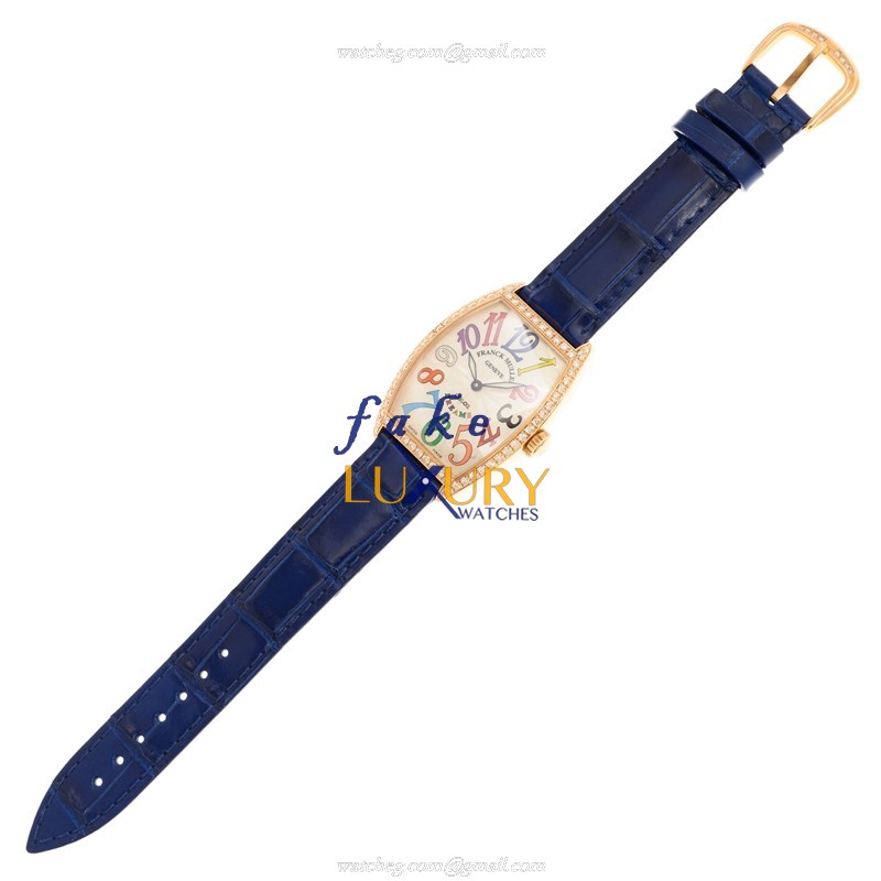 Franck Muller 2852 B QZ COL DRM D 1R BLUE STRAP Quartz 18kt Rose Gold & Diamonds CINTREE CURVEX - Image 2