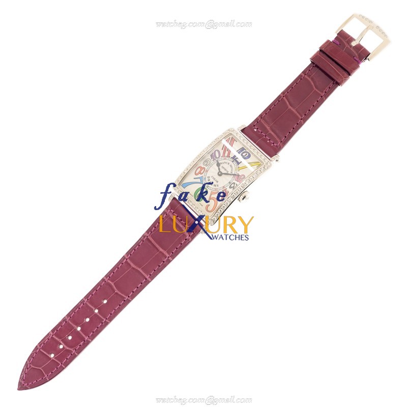 Franck Muller 952QZ COL DRM D 1R OG Purple Strap Ladies Replica Watch, Swiss Quartz, 18kt White - Image 2