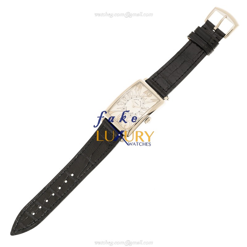 Franck Muller 952QZRELAC LONG ISLAND Quartz Stainless Steel Replica Watch, Silver Dial, Alligator - Image 2
