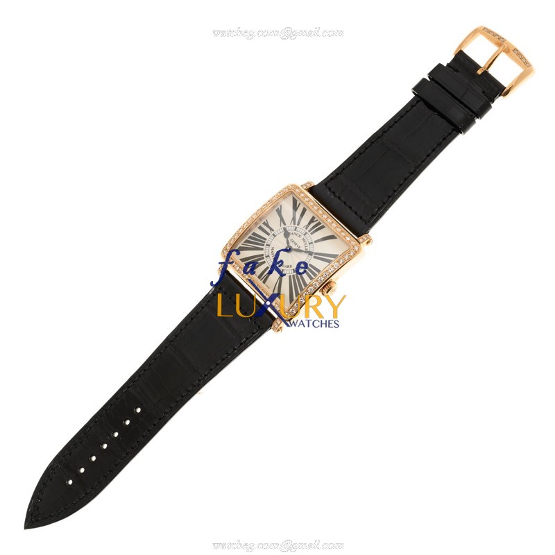 Franck Muller 6002 M B QZ R D 1R 5N BLACK STRAP Replica Watch, Quartz, Silver Dial, 18kt Rose Gold - Image 2