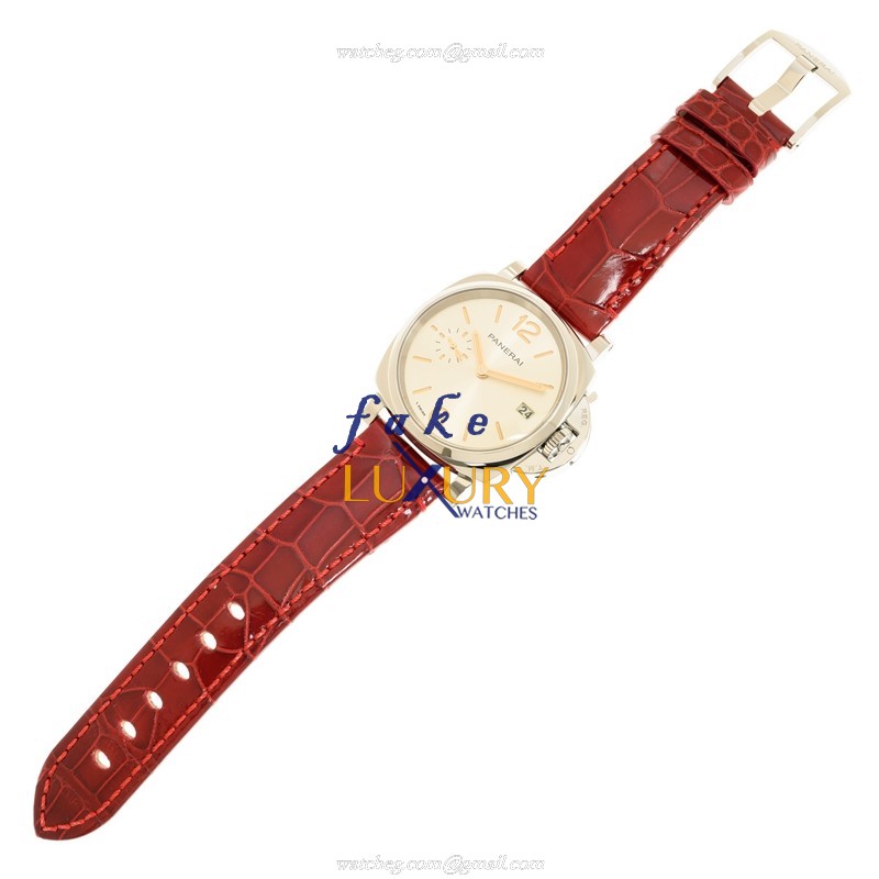 Panerai PAM01248 Luminor Due Replica Watch, Automatic, Silver Dial, Steel Case, Red Alligator Strap - Image 2