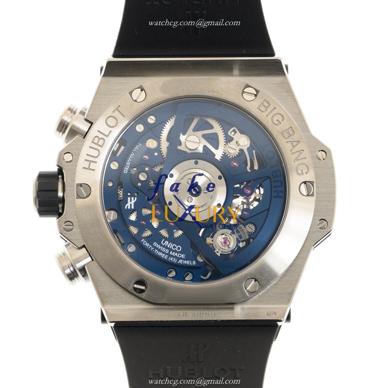 Hublot Big Bang 441.NL.5171.RX Automatic Titanium Transparent Dial Blue Rubber Strap Replica Watch - Image 3