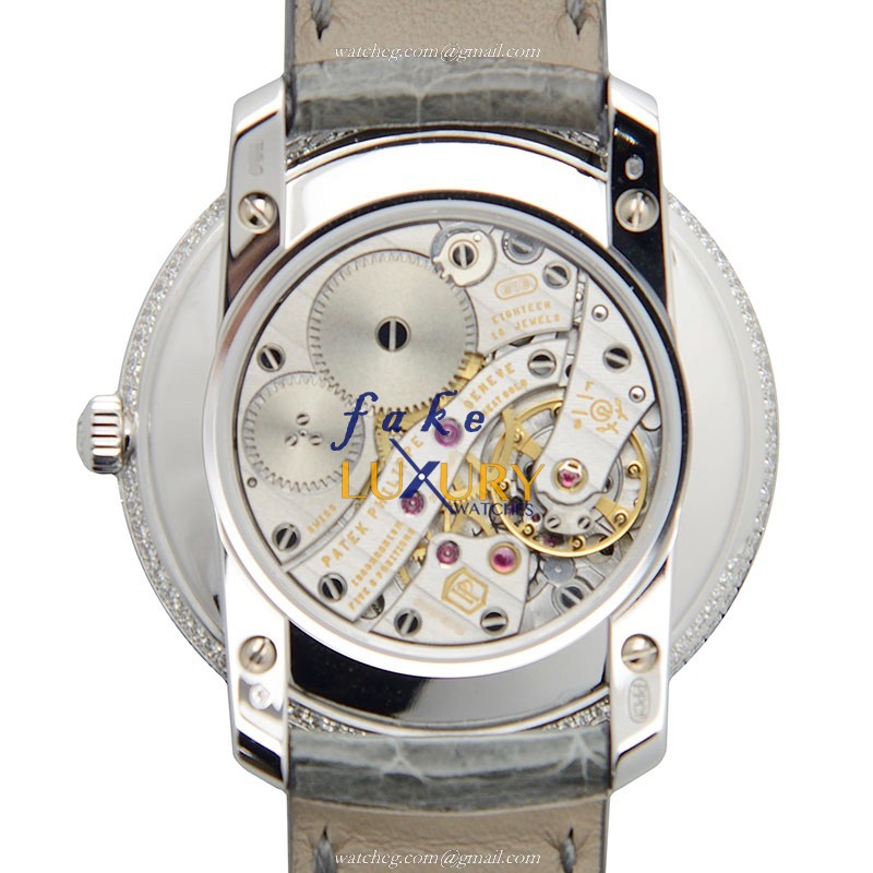 4968G-001 - Patek Philippe Replica Watch Manual Wind 18kt White Gold Diamond Dark Grey Dial - Image 3
