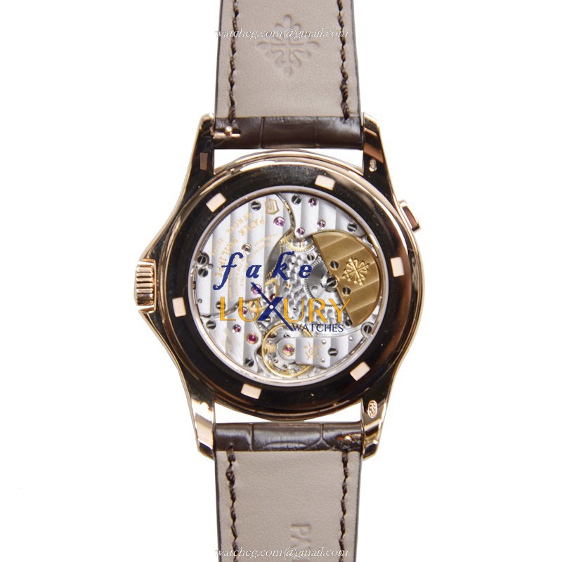 Patek Philippe 5130R-018 Replica Watch, Automatic, Silver Dial, 18kt Rose Gold Case, Brown - Image 3