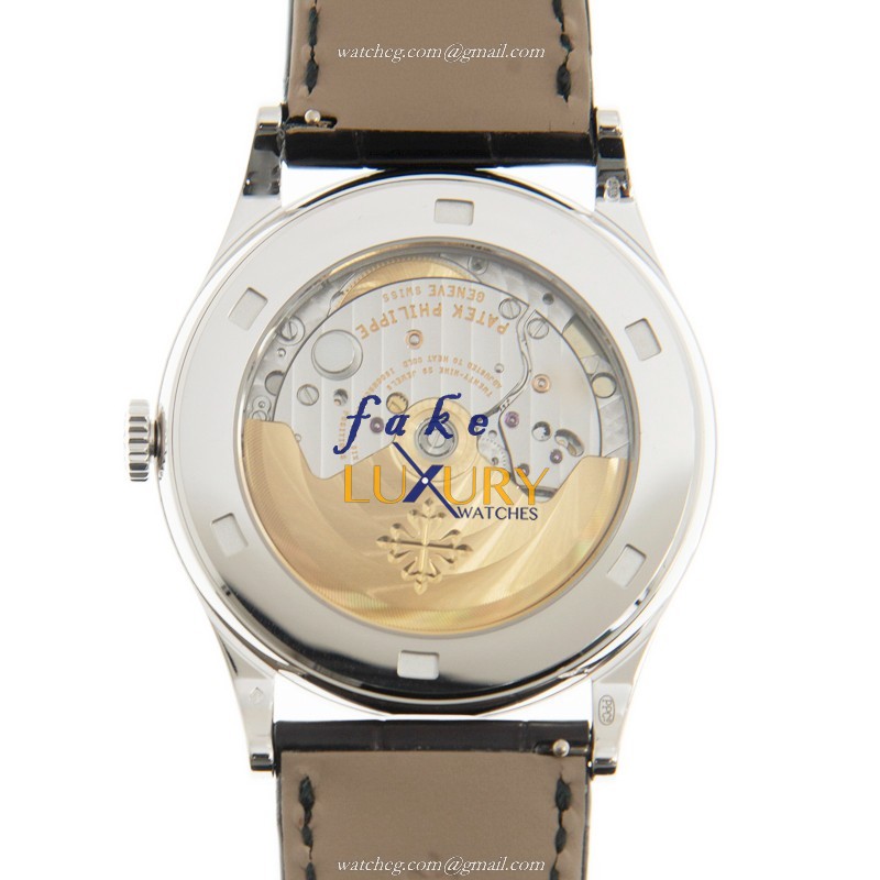 Patek Philippe 5297G-001 Calatrava Replica Watch - Automatic - 18kt White Gold Diamond - Black Dial - Image 3