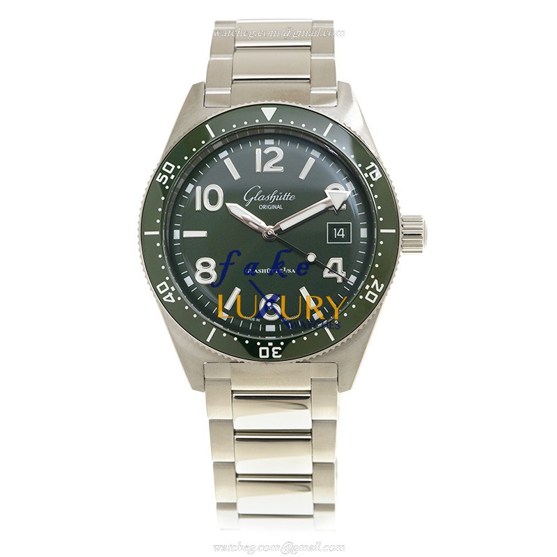 Glashutte 1-39-11-13-83-70 Spezialist Replica Watch, Automatic, Green Dial, Steel Bracelet - Image 2