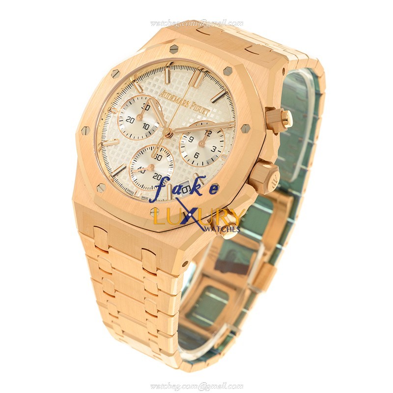 Audemars Piguet 26240OR.OO.1320ST.03 Royal Oak Replica Watch, Automatic, White Dial, 18kt Rose Gold - Image 3