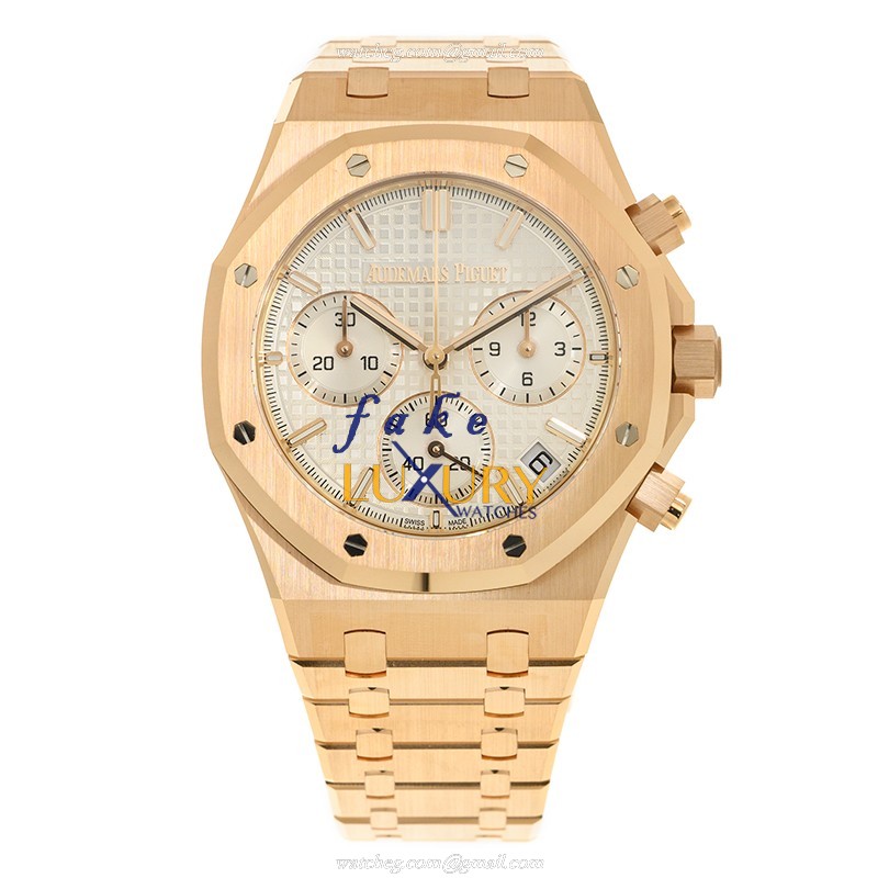 Audemars Piguet 26240OR.OO.1320ST.03 Royal Oak Replica Watch, Automatic, White Dial, 18kt Rose Gold - Image 2