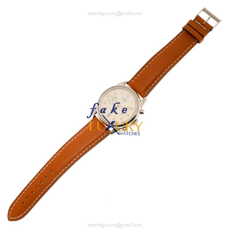 Longines Master L2.629.4.73.2 Automatic Stainless Steel Silver Dial Brown Leather Replica Watch - Image 2