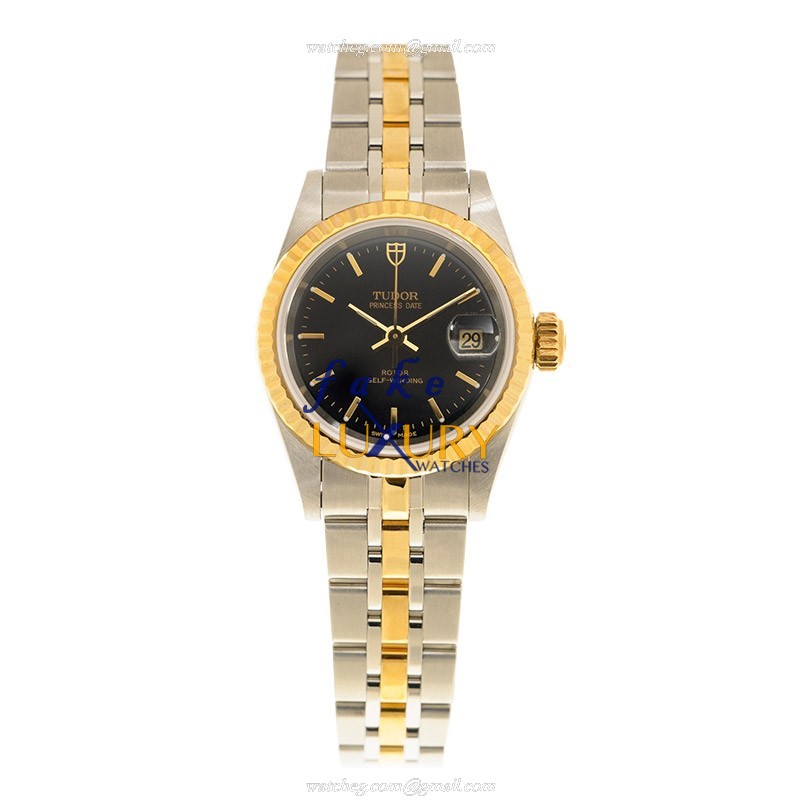 -92413-62433-BK Tudor PRINCESS DATE Automatic 18kt Gold & Steel Replica Watch - Black Dial - Image 2