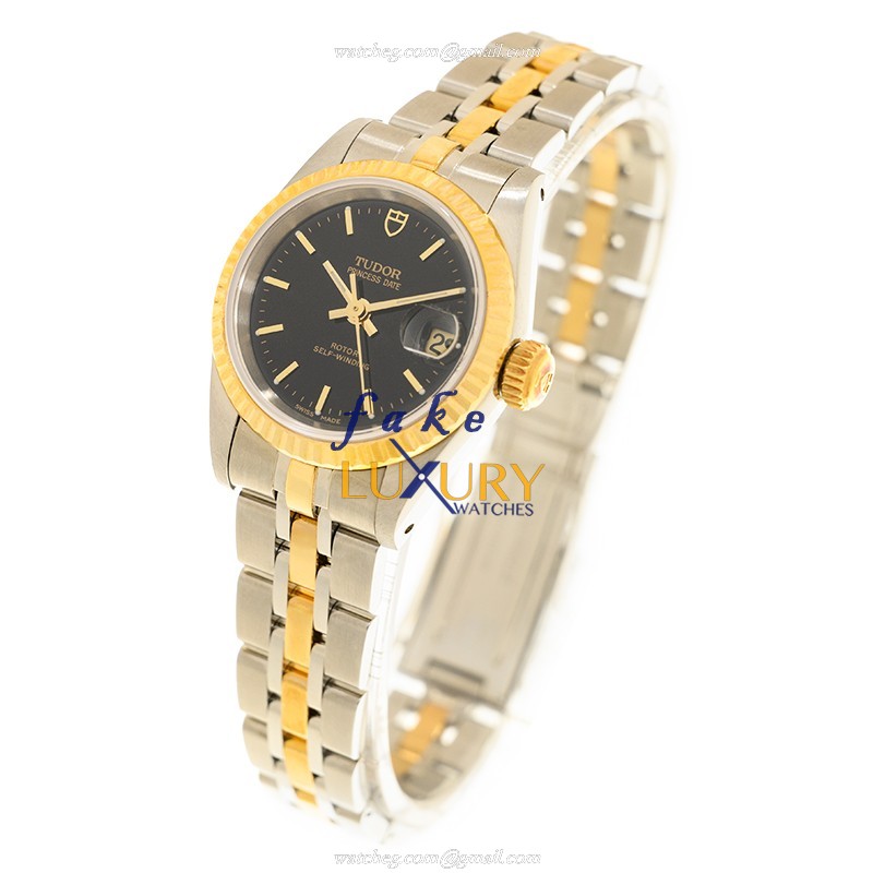 -92413-62433-BK Tudor PRINCESS DATE Automatic 18kt Gold & Steel Replica Watch - Black Dial - Image 3