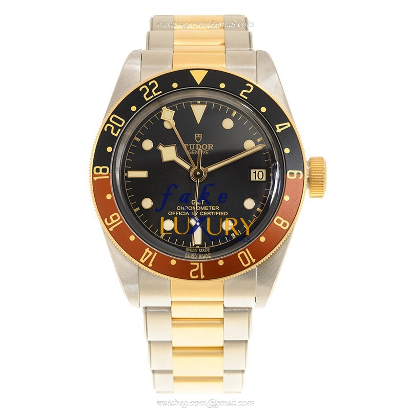 Tudor 79833MN BLACK BAY GMT S&G Automatic 18kt Gold & Steel Replica Watch, Black Dial, Silver & - Image 2